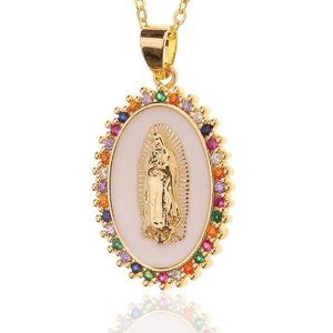 Guadalupe Multicolor Pendant Women's Religious Necklace